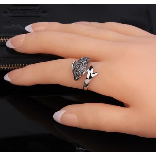 New Trendy Cute Animal Dolphin Ring Unique Gold Fashion Jewelry Luxury Czech Rhinestone Rings Gifts For Women Girls High Quality