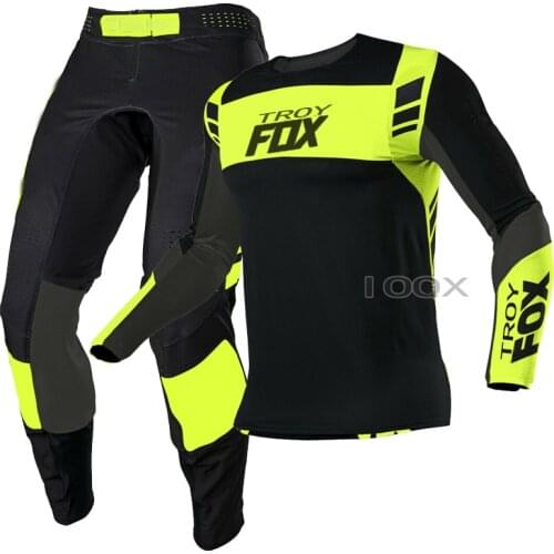 Black/Yellow Flexair Mach Motocross Racing Adult Gear Combo MX ATV SX DH Off-Road Dirt Bike 360 Jersey Pants Set