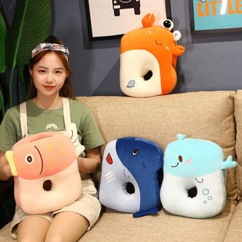 Creative cute cartoon marine animal plush pillow kawaii plush nap pillow home office decoration soft outfit holiday gift