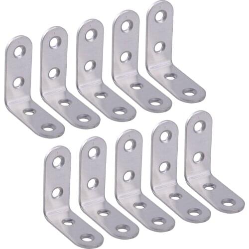 LETAOSK New 4x4cm 10pcs Stainless Steel L Shape 90 Degree Right Angle Bracket Corner Brace Joint for Shelf Support