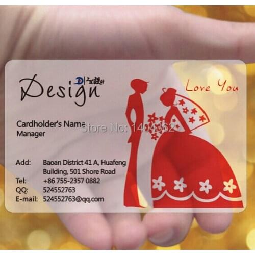 Hot sale free design andcustom clear frosted plastic pvc business card printing, full color printing