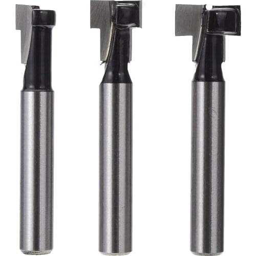 3pcs T-Slot Cutter Router Bit Set 1/4" Hex Bolt Shank T-Track Slotting Milling Cutter Wood Woodworking Router Bits