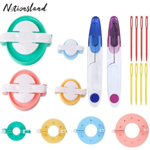 25pcs/set Pompom Maker Kits Colorful Plastic Knitting Needles With Scissor DIY Yarn Knitting Crochet Craft Tool Kit Sewing Tool