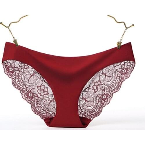 The New Elegant Lace Cotton Women Plus Size Panties Underwear Sexy Ice silk without trace Underpants Ladies Breathable Lingerie