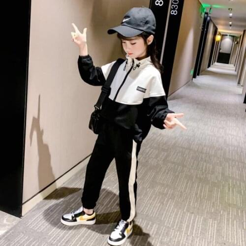 2021 Autumn Girl Sports Zipper Clothes Children Outfit Suit Kids Tracksuit Clothing Set Girls Casual Sports Sweater with Pant