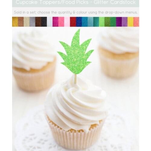 Custom Pineapple Leaf glitter Cupcake Toppers,Pineapple Party Decor,Fruit Themed Party Decorations Pineapple Top Food Picks