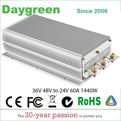 36V 48V TO 24V 60A STEP DOWN DC DC CONVERTER 36VDC 48VDC TO 24V DC 60 AMP 1440Watt B60-3648-24 Daygreen CE RoHS Certificated