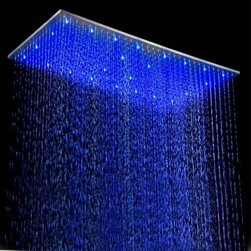 Ceiling LED Shower Head Bathroom Large Rain Shower Panel 304 Stainless Steel Brushed Finish Showerheads 500*1000MM or 400*800MM