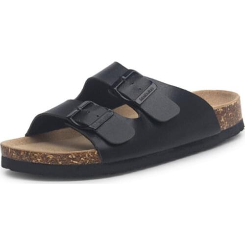 New Summer Man Flats Beach Valentine Cork Slippers Sandals Casual Double Buckle Clogs Slides Men Flip Flops Shoe Plus size 35-45