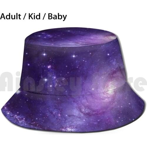 Purple Universe Sun Hat Foldable UV Protection Galaxy Universe Blue Black Purple Violet Stars Light Moon Planet