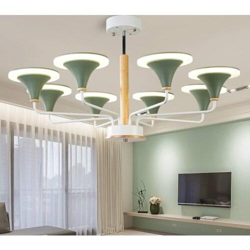 Nordic dining room led chandelier creative personality macaron living room light modern simple log bedroom dining room lamps