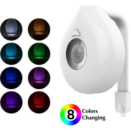 LED Toilet Seat Night Light 8 Colors Waterproof Smart PIR Motion Sensor Light Battery Powered LED Luminaria Lamp WC Toilet Light