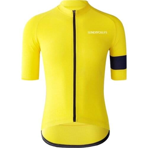 Jerseys Summer SENDIYOU. FS lemon yellow simple retro short-sleeved cycling clothes road mountain bike mens and womens newtops