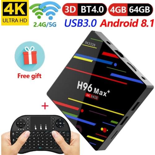 H96 Max Plus 4 GB 64 GB Android 8.1 TV Box RK3328 Quad Core 4G/32G USB 3.0 smart 4 K Set Top Box 2.4G/5G Dual WIFI Bluetooth
