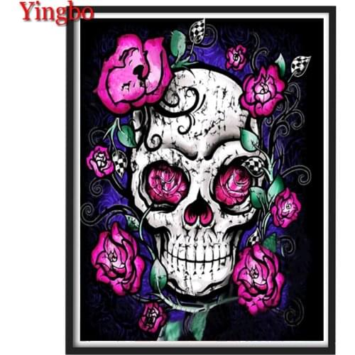 Halloween Decoration Diy Diamond Painting Horror Skull Rose Pictures Mosaic Diamond Embroidery Full display drop shipping