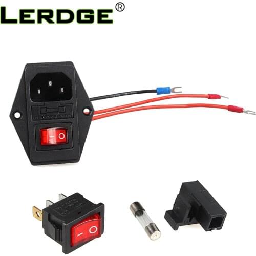 LERDGE Power Switch 220V/110V 10A power socket with triple Rocker Switch tripod feet of copper with fuse for 3d printer Parts