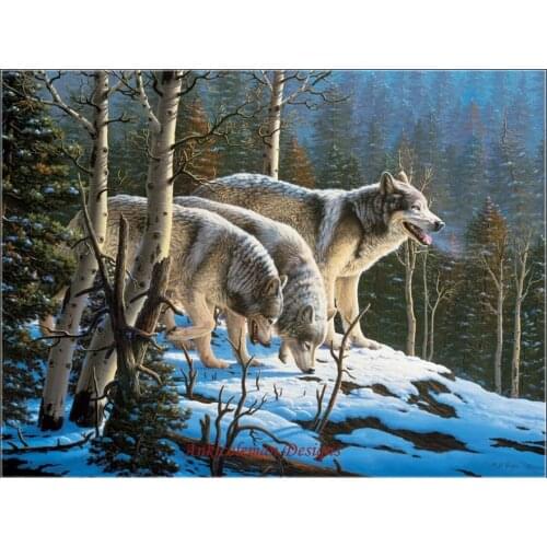 Embroidery Counted Cross Stitch Kits Needlework - Crafts 14 ct DMC DIY Arts Handmade Decor - Three Wolves