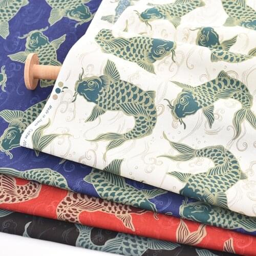 Japan vintage cotton Carp Eagle panda pattern fabric Retro style fabric for DIY Bag 1 order=50cm*110cm