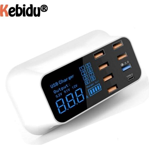8 Ports Quick Charge 3.0 USB Charger Led Display Multi USB Charging Station Phone Tablet Fast Charger Adapter For Android iPhone