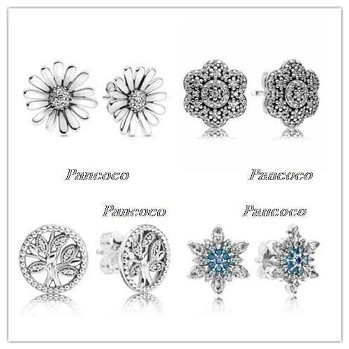 925 Sterling Silver Earring Crystalized Snowflake Crystal Stud Earrings For Women Wedding Party Fashion Jewelry