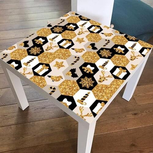 Retro Gold Mosaic Wall Table Stickers Home Decor Decal Waterproof PVC Table Cover For Resaurant Cafe Self Adhesive Contact Paper