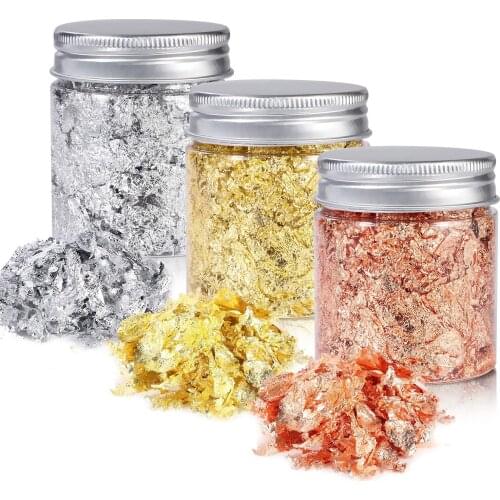 1 bottle Decorative Gold Foil Leaf Flakes 1-3g Colorful Confetti DIY Nail Art Painting Material Decor Foil Paper Party Supplies