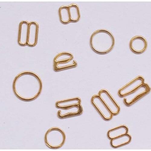 100 pcs / lot 6mm/8mm/10mm/12mm/15mm/20mm gold ring slider hook bra accessory