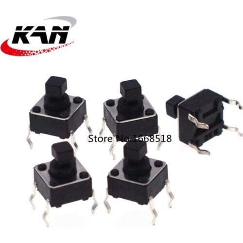 20Pcs 6*6*7.3MM Square Head 6*6*7.3H 4 pin Vertical Micro Switch Button Switch DIP-4