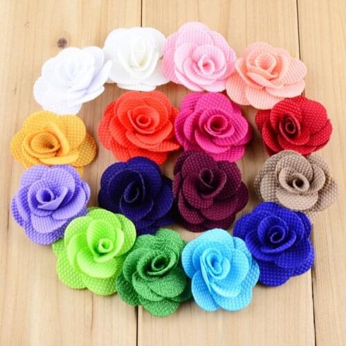 20 pcs/lot , 1.5" Mini Textured Fabric Rose Flowers