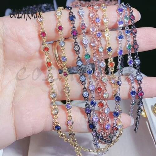 3 meter Rainbow zircon chain crystal necklace accessories High quality luxury necklace accessories for jewelry making 50756