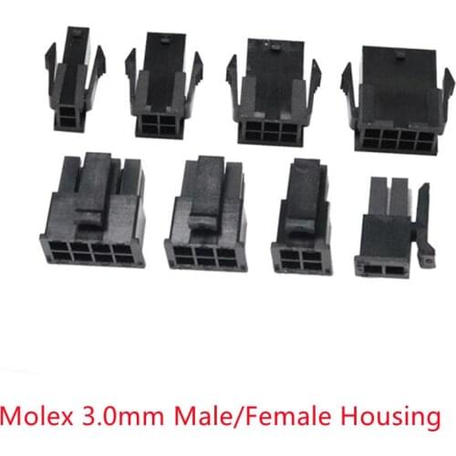 50PCS/1LOT Small 5557 Molex 3.0mm Connector Male/Female Plastic Shell Housing for PC Notebook Power 2*1P 2 3 4 5 6 7 8 9 10Pin