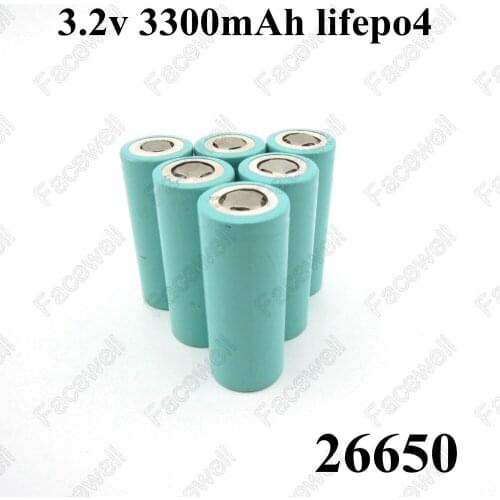 6pcs/lot 26650 lifepo4 3.2v 3300mAh high drain 20A ( 6C ) battery cells for cigrette mod LED flashlight torch power tools