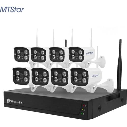MTStar Wireless 8CH 2MP CCTV Camera System NVR Kit Outdoor P2P Wifi Night Vision Human Detection