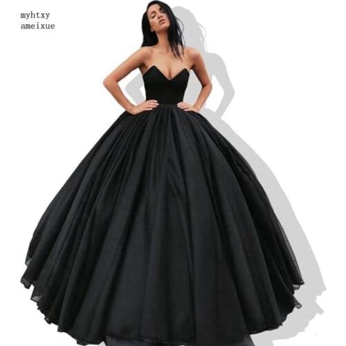 Black Sweetheart Sleeveless Floor Length Sexy Ball Gown Satin Evening Dresses With Lace Up Back Prom Cheap Engagement Dress