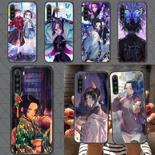 Demon Slayer Kochou Shinobu Phone case For Xiaomi Redmi Note 7 7A 8 8T 9 9A 9S 10 K30 Pro Ultra black luxury prime soft hoesjes