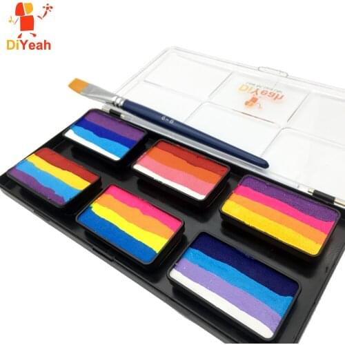 DiYeah Face Paint Tattoo Palette Body Paint Water Based Painting Halloween Party Makeup Brush Fancy Carnival Art Rainbow New 10g