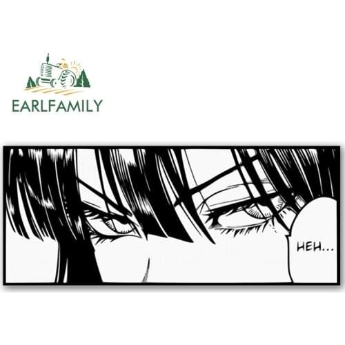 EARLFAMILY 13cm x 5.4cm Anime Funny Car Sticker Fubuki Eye Decal Window Trunk RV VAN Laptop Decor Car Accessories Waterproof