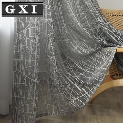 GXI Simple Modern Partition Plain Texture Tulle Curtains Living Room Water-Crack Design Thickened Window Screen Sheer