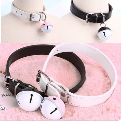 Sexy Harajuku Handmade Gothic Choker trend punk Leather Collar belt Necklace with bells club party goth jewelry wholesale props