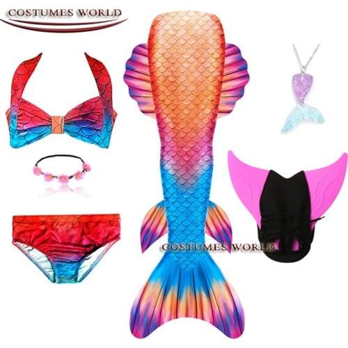 Halloween Costumes 6pcs/set Children Mermaid Tails For Swimming Girls Swimsuit The Little Mermaid Ariel Bikini Set Bathing Suit