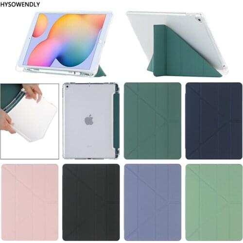 Candy Colors Stand Leather Tablet Case For iPad Pro 11.0 Inch Transparent Back TPU Protective Covers For iPad Pro 12.9 2018/2020