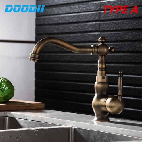 Kitchen mixer Bathroom Sink Faucet Antique Bronze 360 Degree Turn Basin Faucet Water Tap Single Handle Cold and Hot Water DOODII