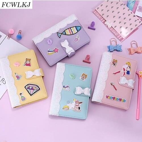 Macaron Color A5 A6 6 Ring Binder PU Clip-on Notebook Leather Loose Leaf Notebook Cover Notebooks Journal Kawaii Stationery