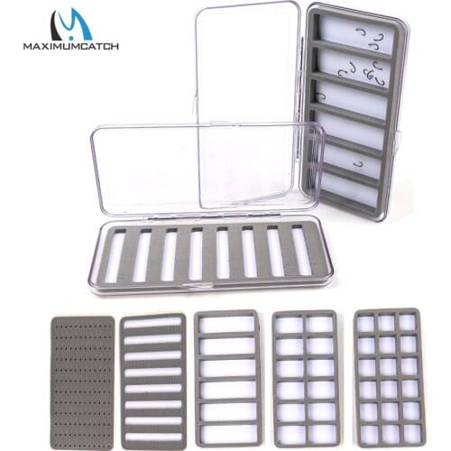 Maximumcatch WT 186*93mm Waterproof Transparent Slim Fly Fishing Box Clear Lid One-Side Patch Trout Flies Hooks Fly Tackle Box