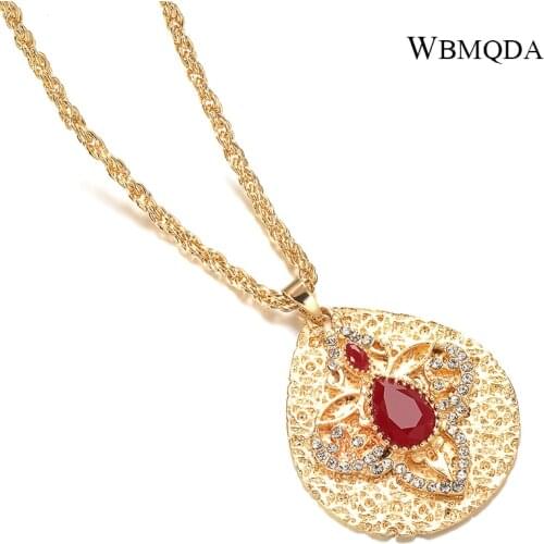 Fashion Moroccan Wedding Jewelry Gold Color Natural Crystal Necklace Women Fashion Party Necklace Two Pieces 10% Off