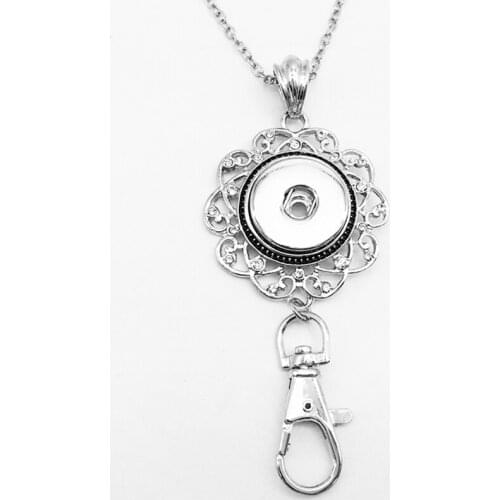 NT9986 newest flower keychain clasp snap button Badges pendant Necklace (fit 18mm 20mm snaps)