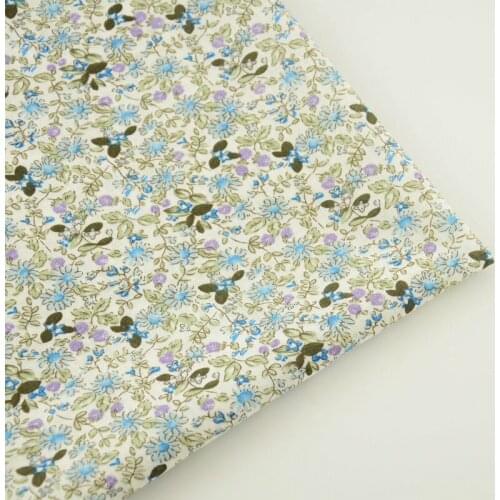 Plain Sewing Fabric Printed Blue and Purple Floral Designs 100% Cotton Fabric Tecido Tissu Patchwork Home Textile Dolls Clothing