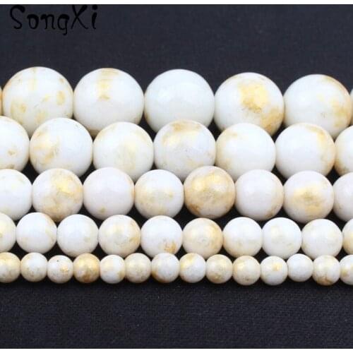 Wholesale Natural White Gold Colorful Jades Stone Round Loose Beads For Jewelry Making 4 6 8 10 12mm Diy Bracelet Necklace 15