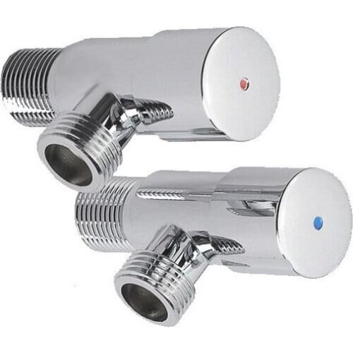 A of Pair Silver Polished Chrome Brass Bathroom Hardware Accessories 1/2" male Angle Stop Valve Dav005