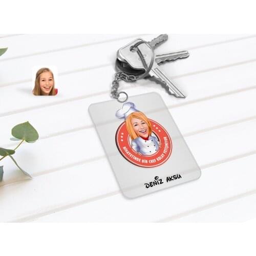Personalized Chef Easy Grow Caricature Of Transparent Plexiglass Anahtarlık-1